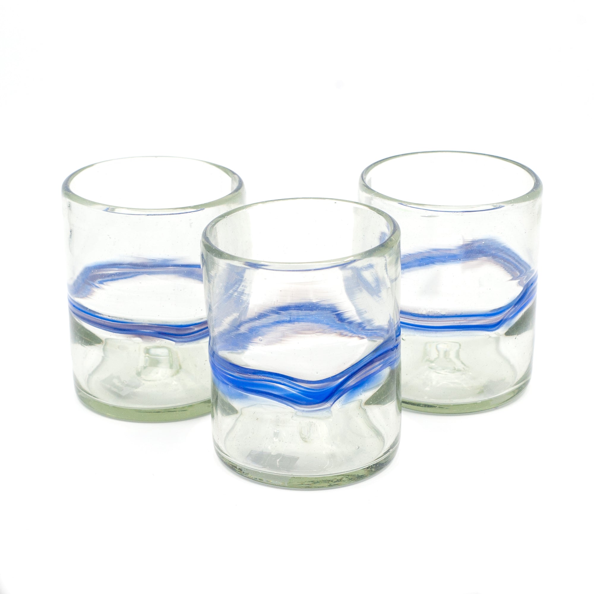 Mexican Tumbler - Clear w/Blue Accent  - 4"