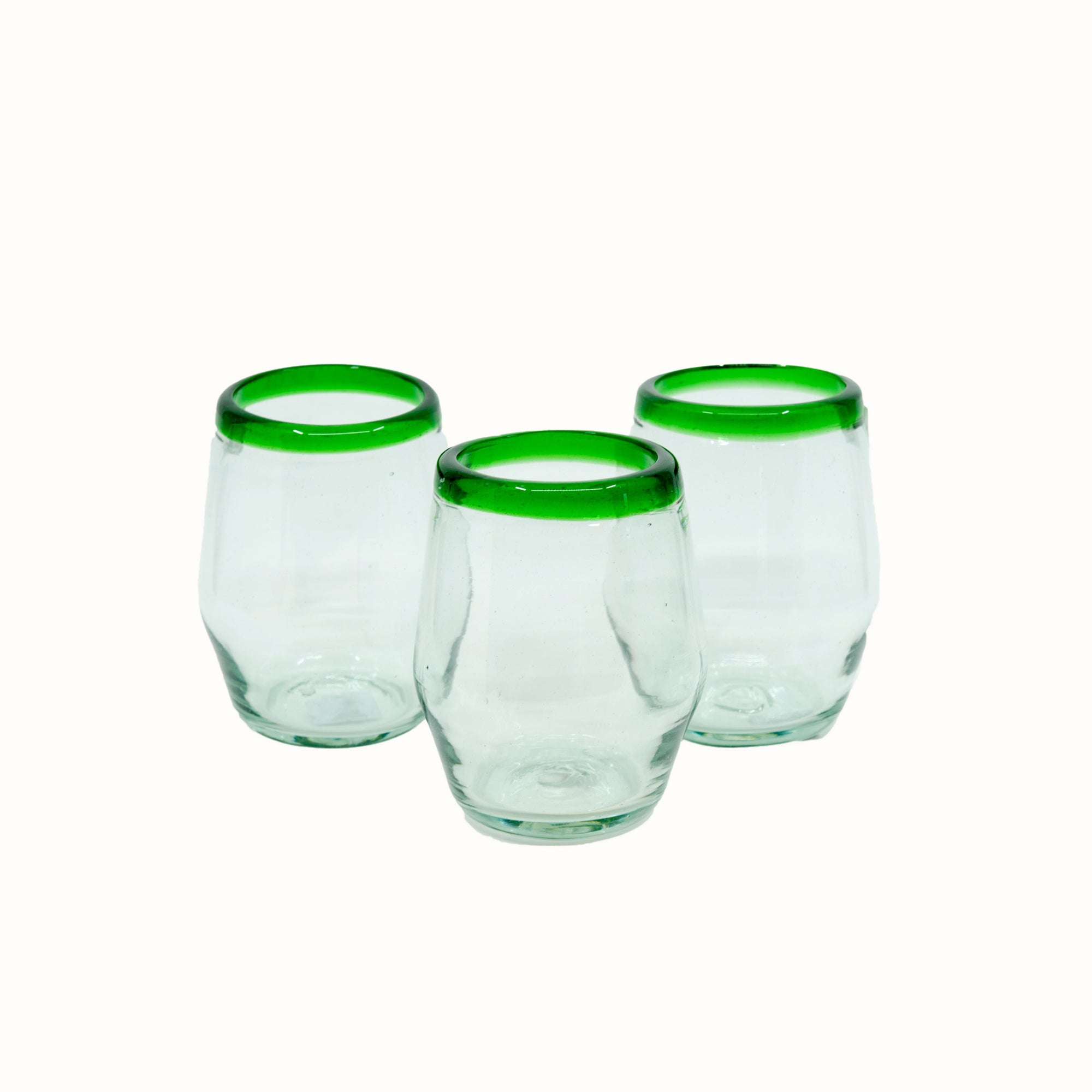 Mexican Stemless Wine Glass - Classic Rim - 4.5" - Green