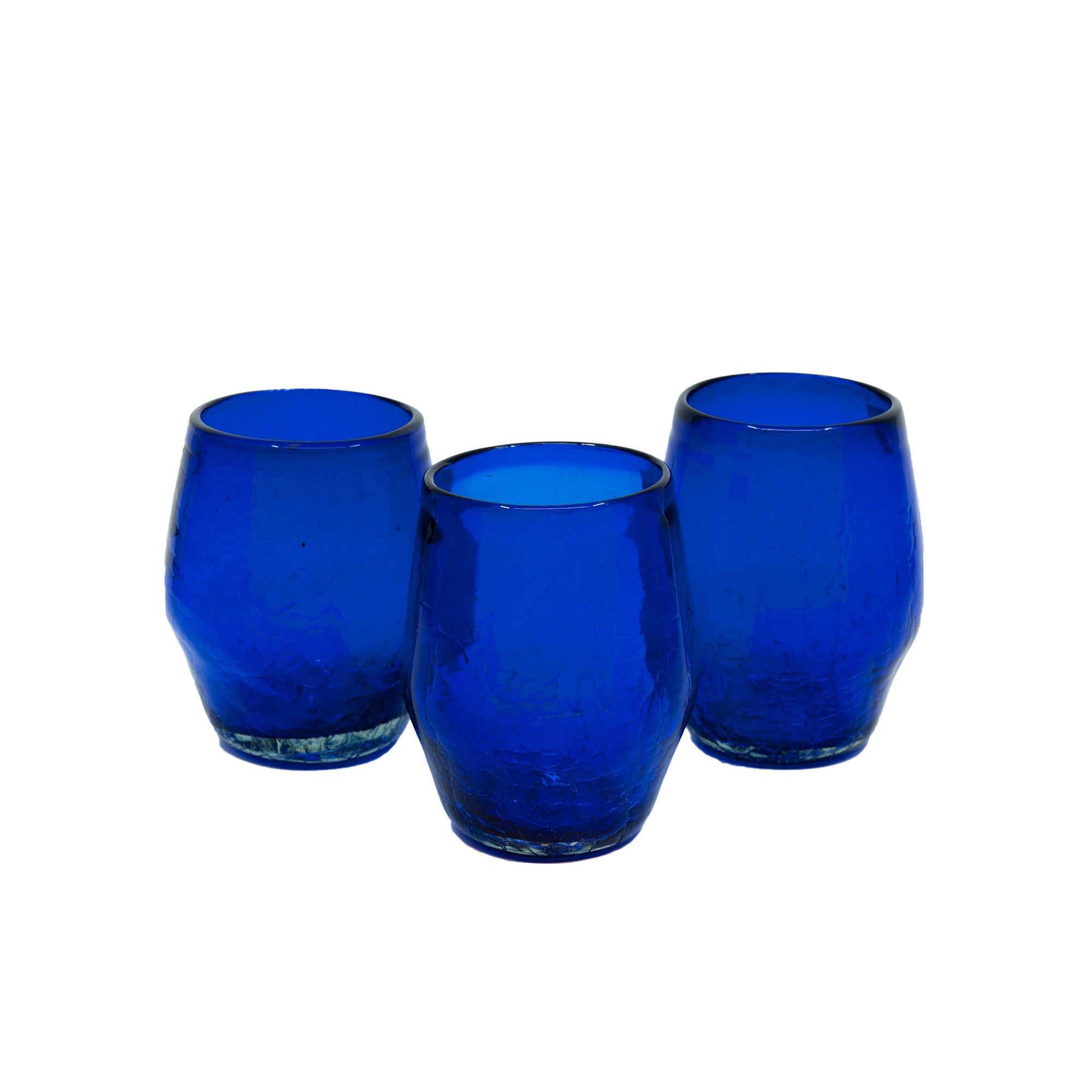 Mexican Stemless Wine Glass - Indigo Crackle - 4.5"