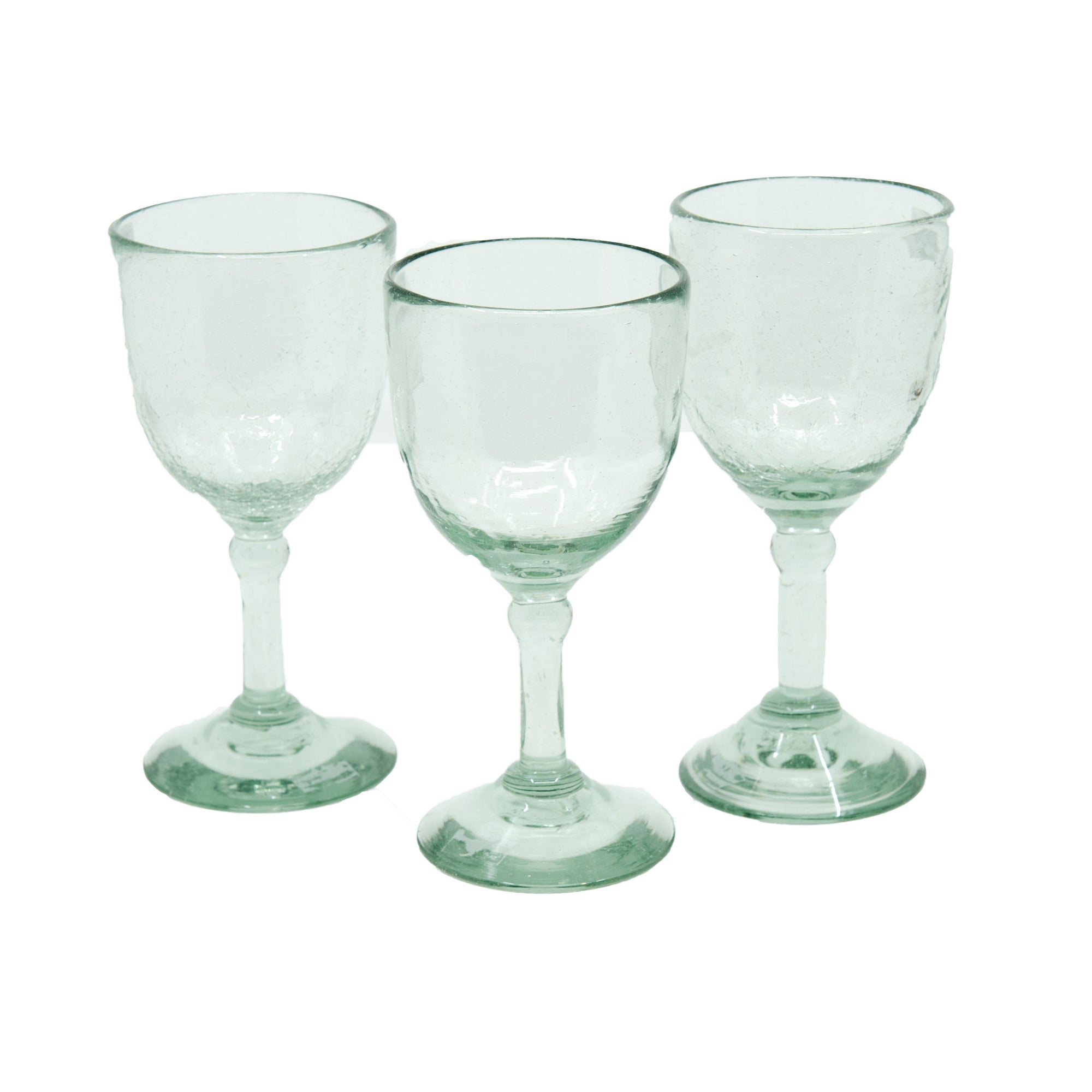 Mexican Wine Glass - Clear Crackle - 7"