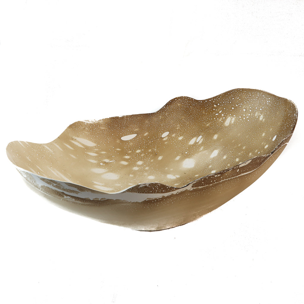 Bol oblong fleur en bois de manguier - 10" x 16" (Latte)