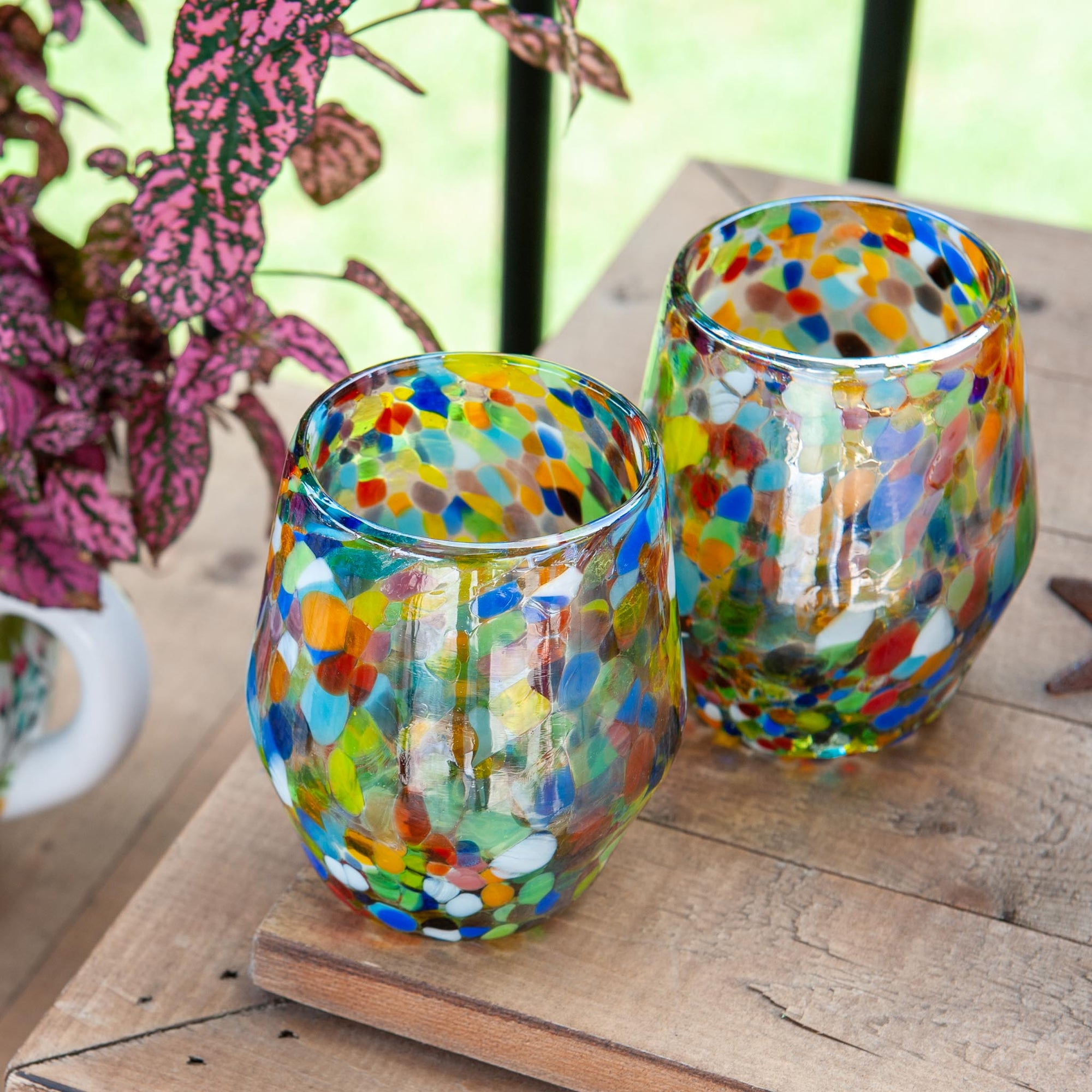 Mexican Stemless Wine Glass - Confetti Smooth Lustre - 4.5"