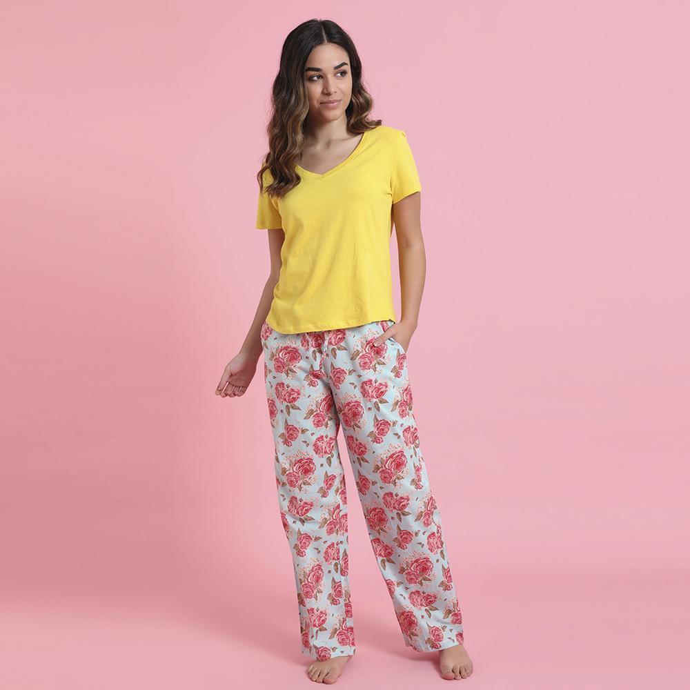 Ashley Blue Cotton Pajama Pants - One World Bazaar