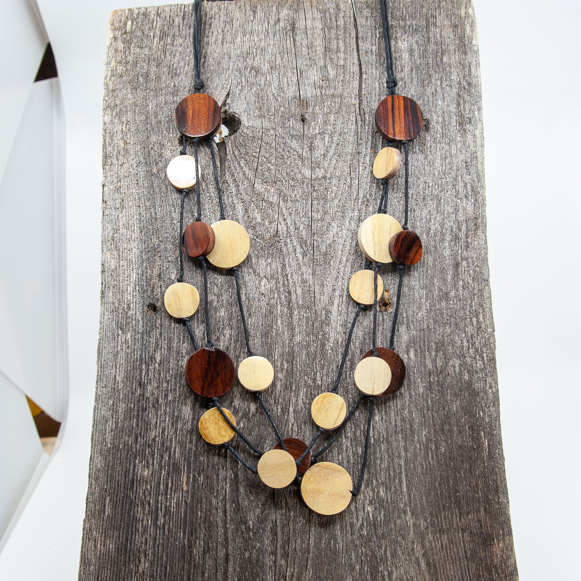 Top Of The WOOD Chain - Black & Brown Wood Necklace - Chic Jewelry Bou