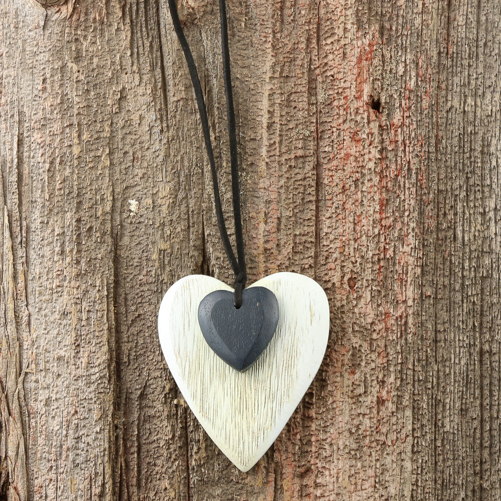 Wooden heart necklace sales