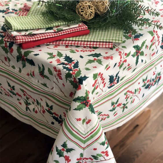 Printed Tablecloth - Holly Berry