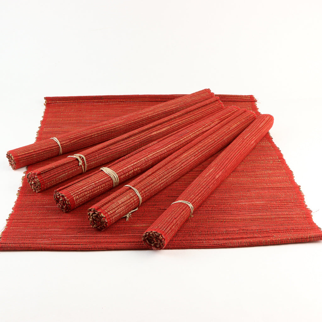 Seagrass Placemats- Set of 6 - Red