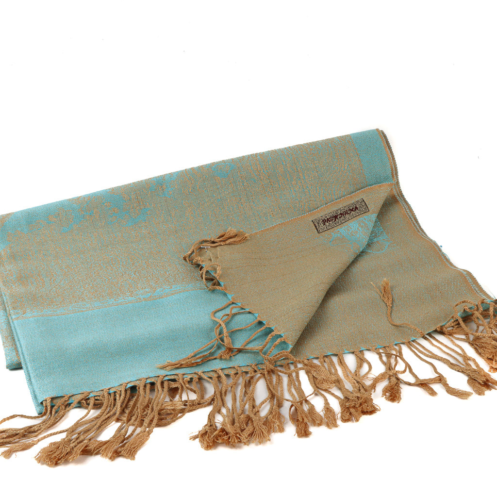 Pashmina - Gold & Aqua