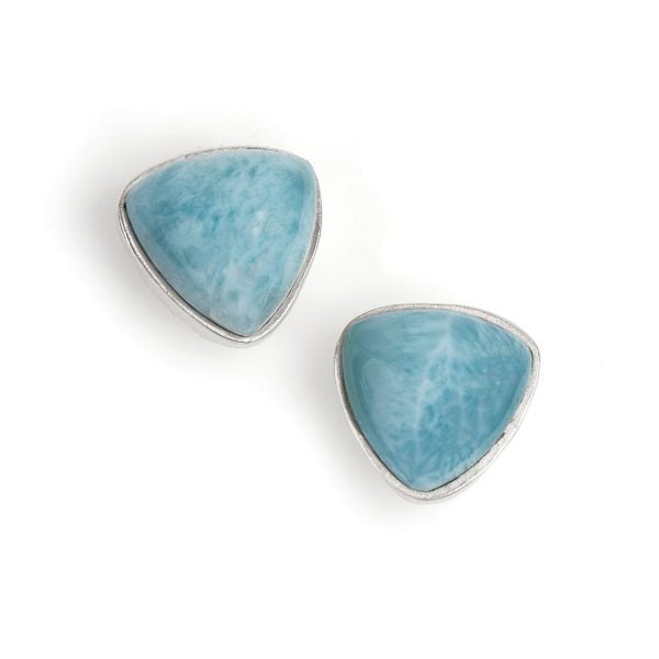 Post Triangle Larimar Earring - Medium