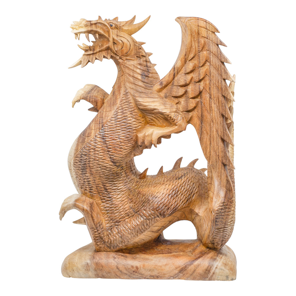 Statue de dragon en bois de Suar
