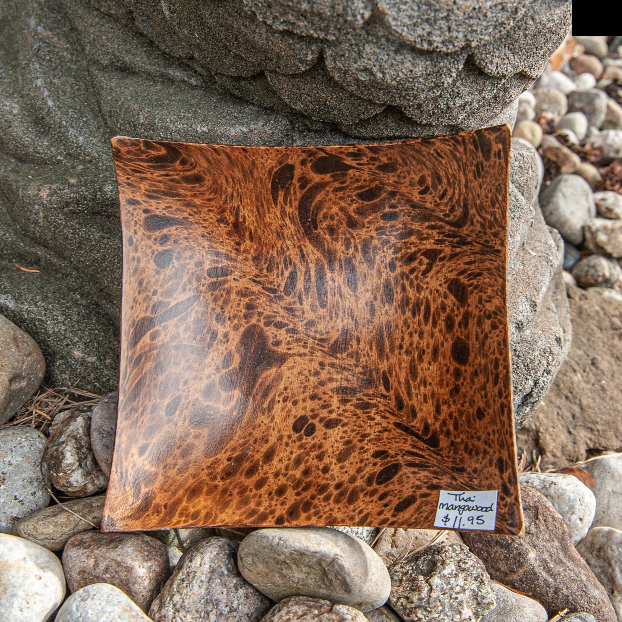 Mango Wood Large Square Plate - 5" (Tiger)