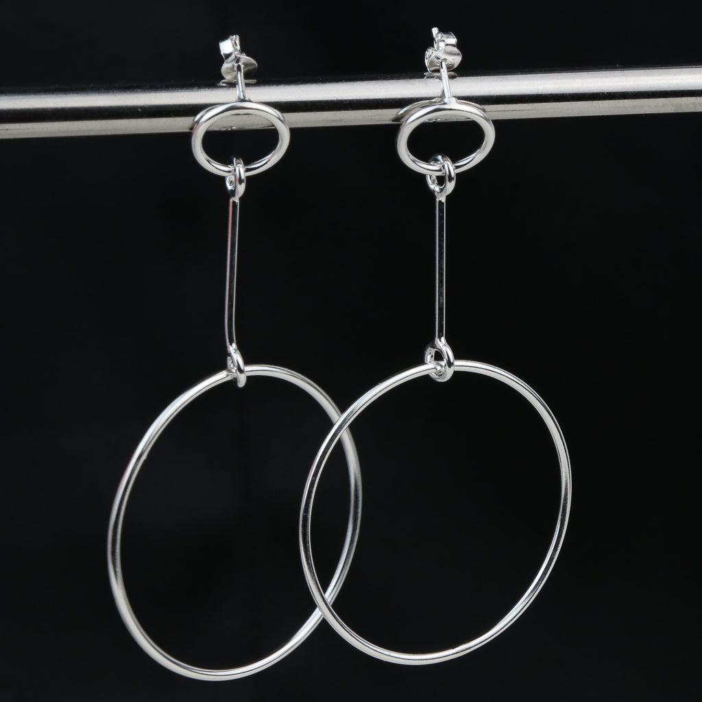 Silver Double Circle Earring