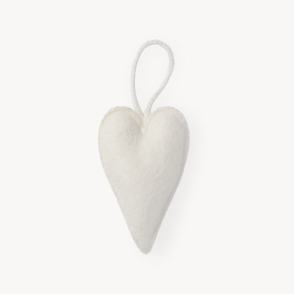 Hand Embroidered Ornament - Eternal Heart - White