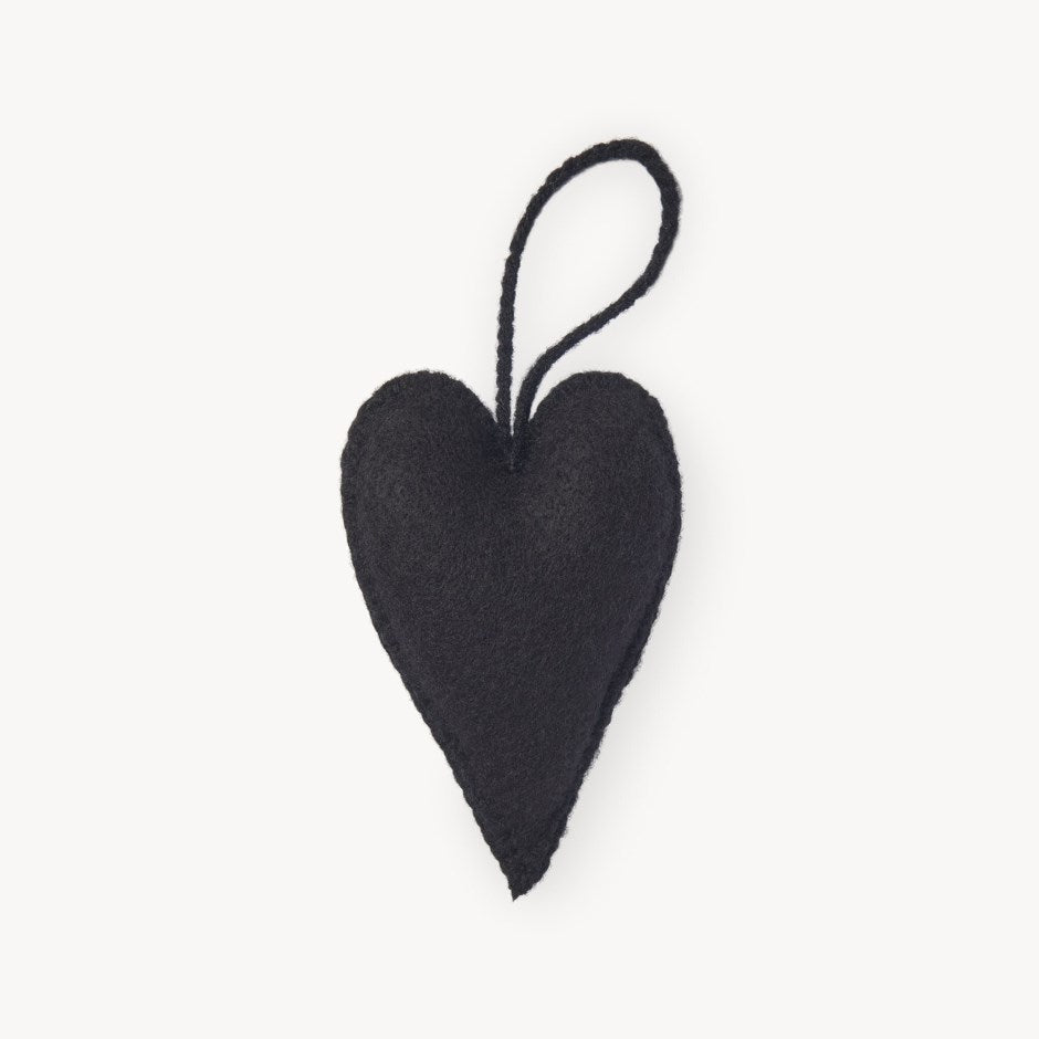 Hand Embroidered Ornament - Eternal Heart - Black