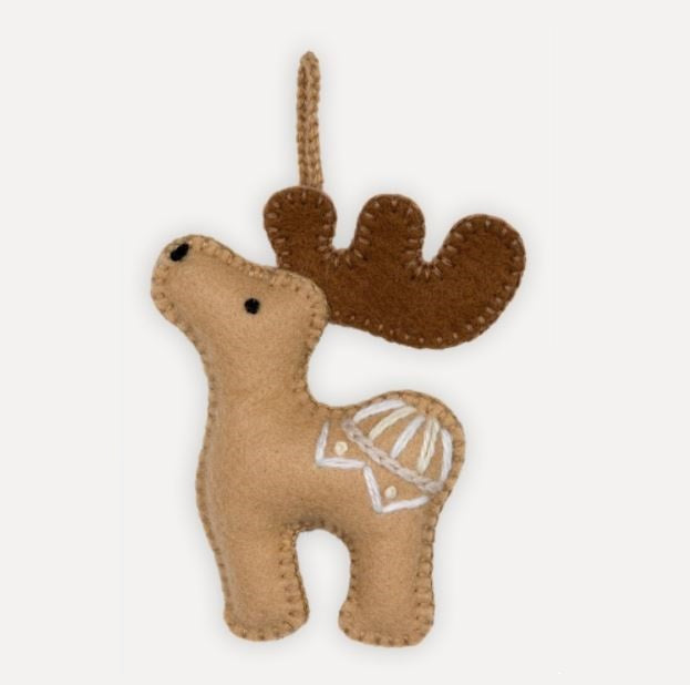 Hand Embroidered Ornament - Moose