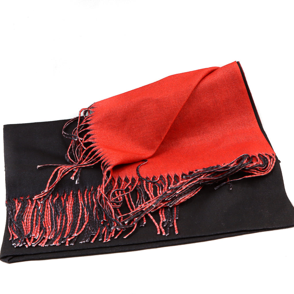 Two Toned Cashmere Feel Scarf Red/Black