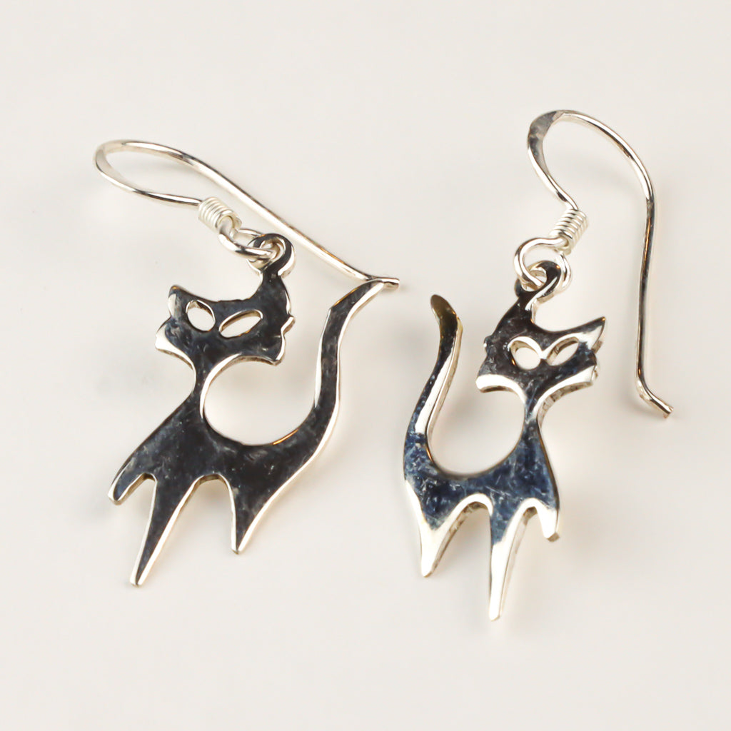 Sterling Silver Cat Earrings