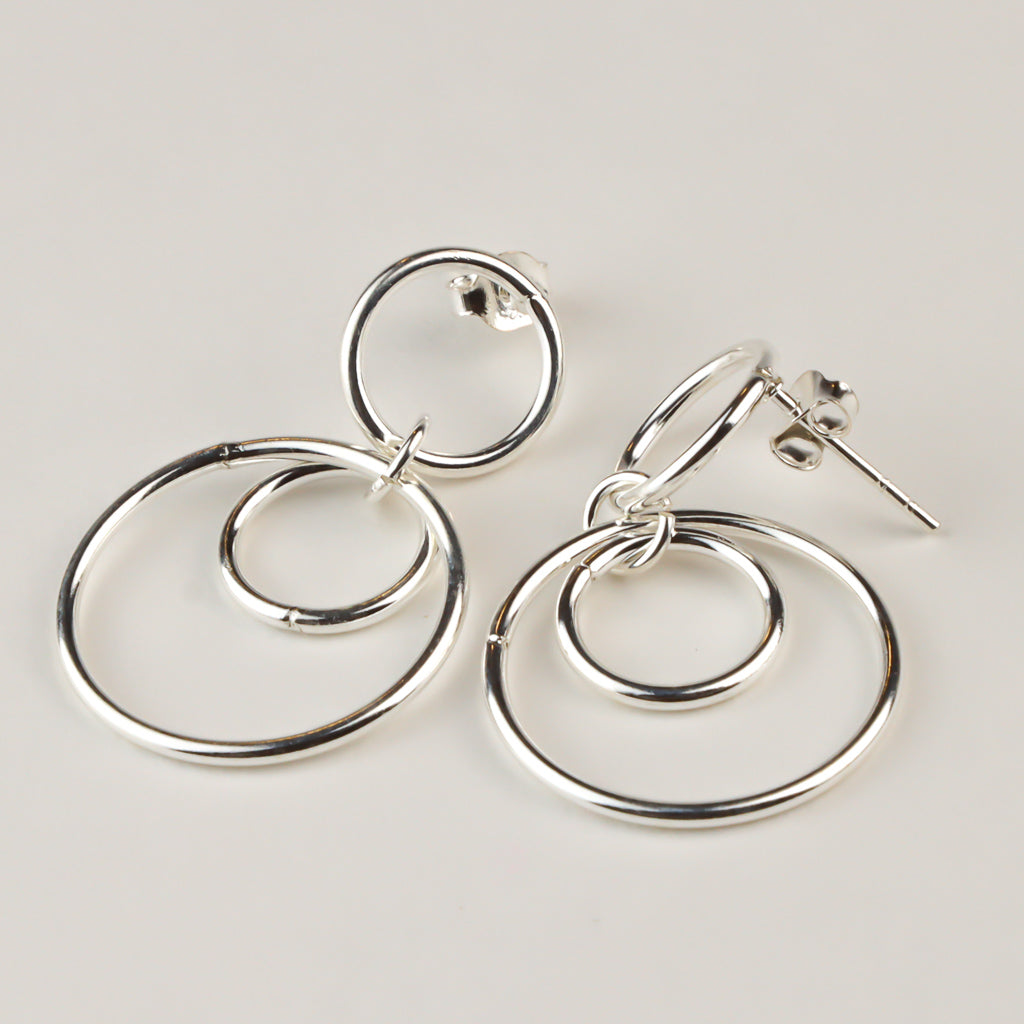 Sterling Silver Trio Circle Earrings