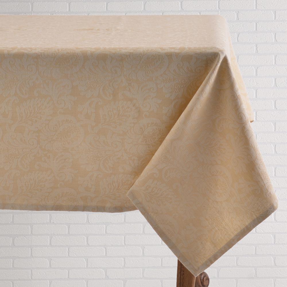 Jacquard Leaf Baroque Tablecloth - Ivory