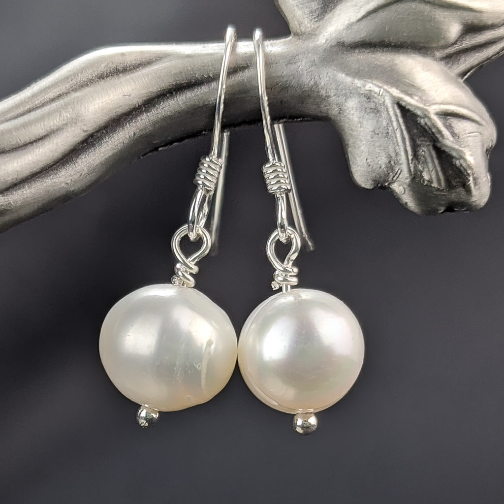 Boucles d'Oreilles Sphère Perle Blanche