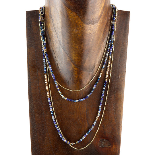 Collier de perles à facettes plaqué or