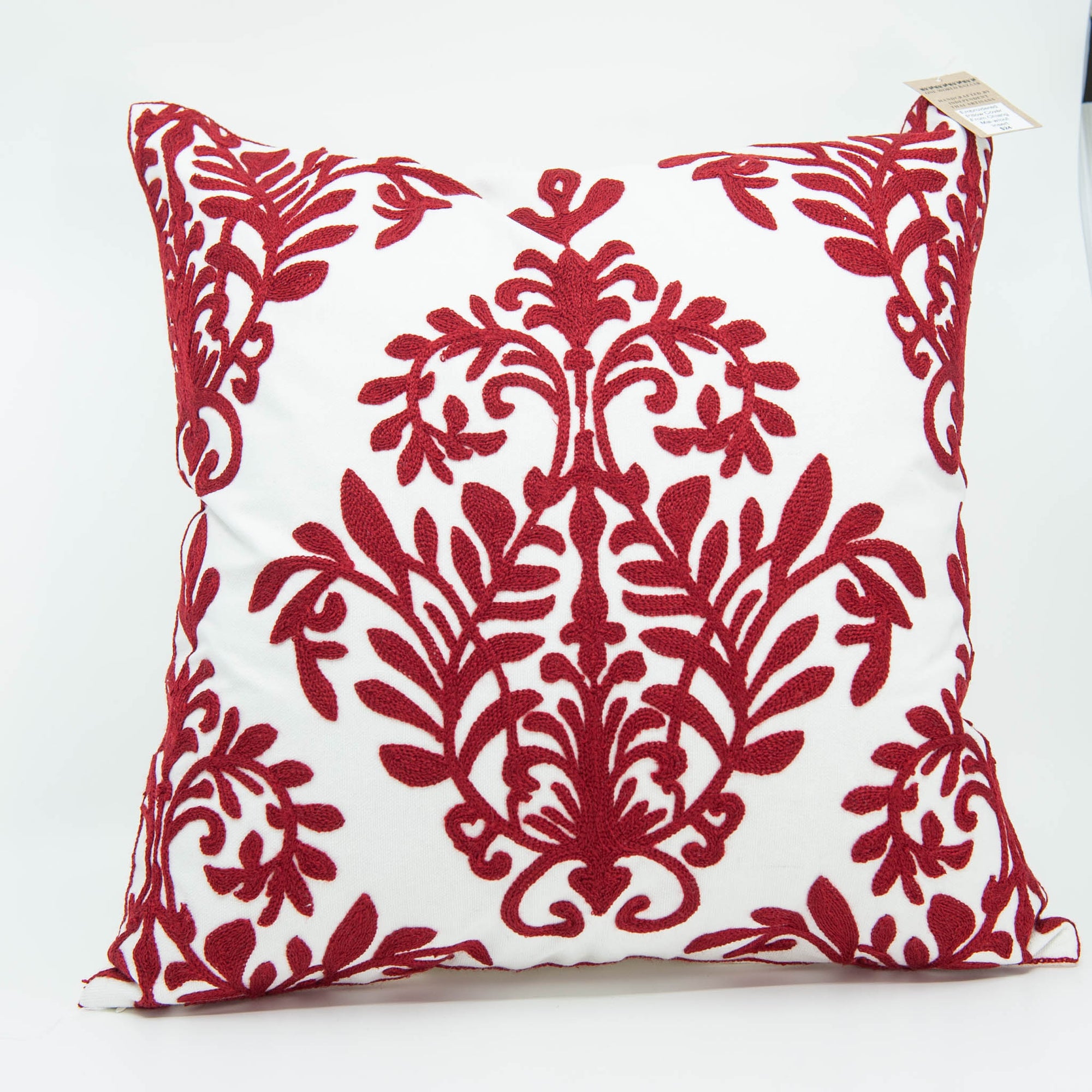 Embroidered Pillow Cover - Red