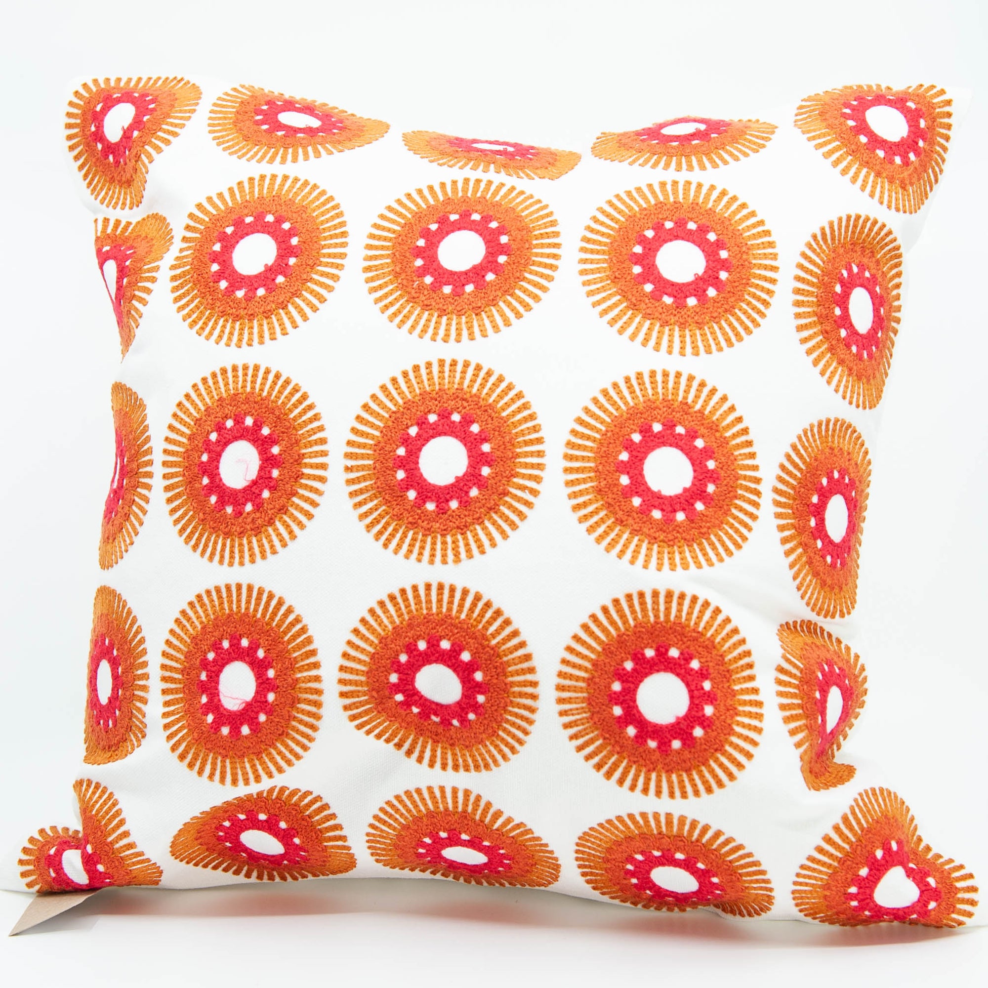 Embroidered Pillow Cover - Red Circle