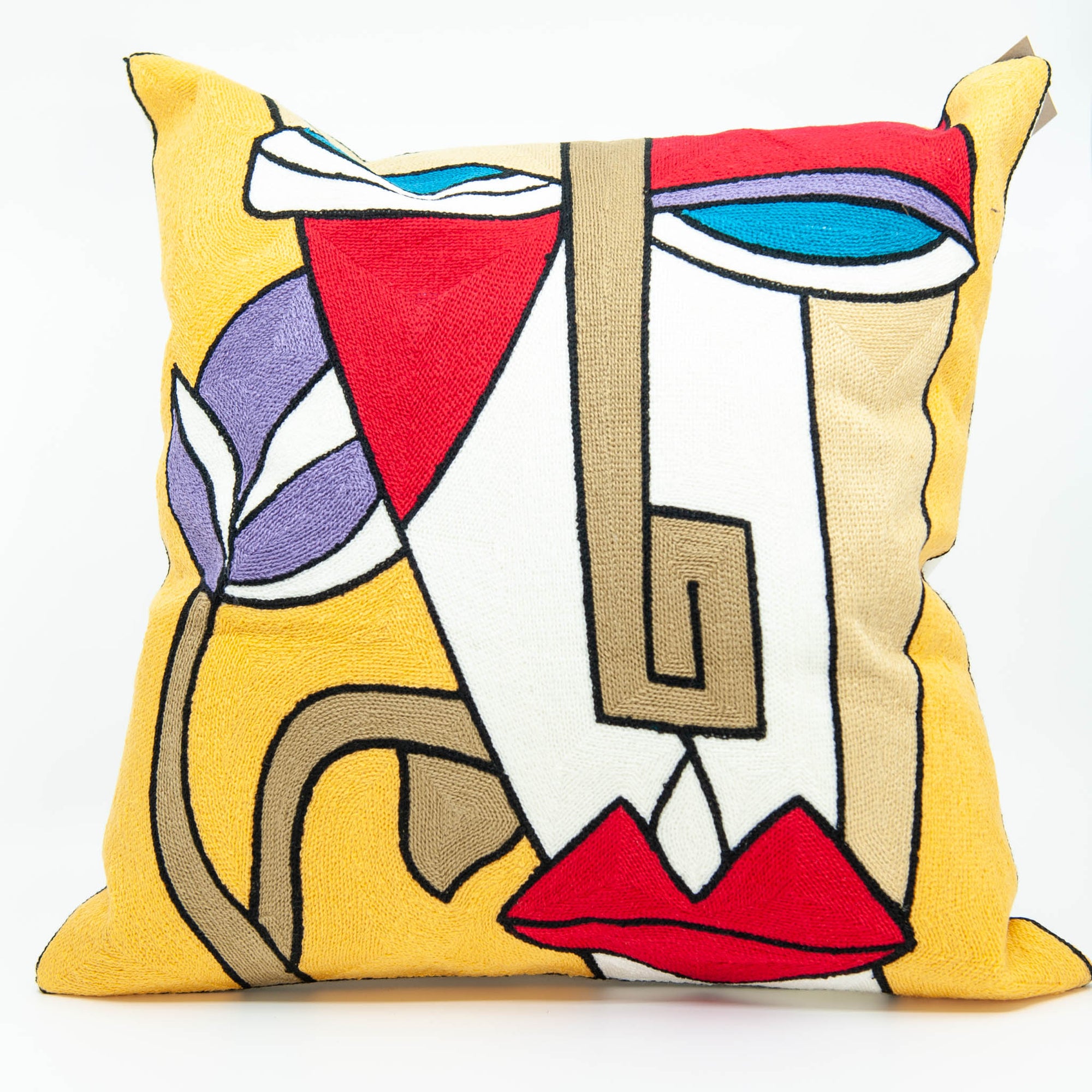 Embroidered Pillow Cover - Face