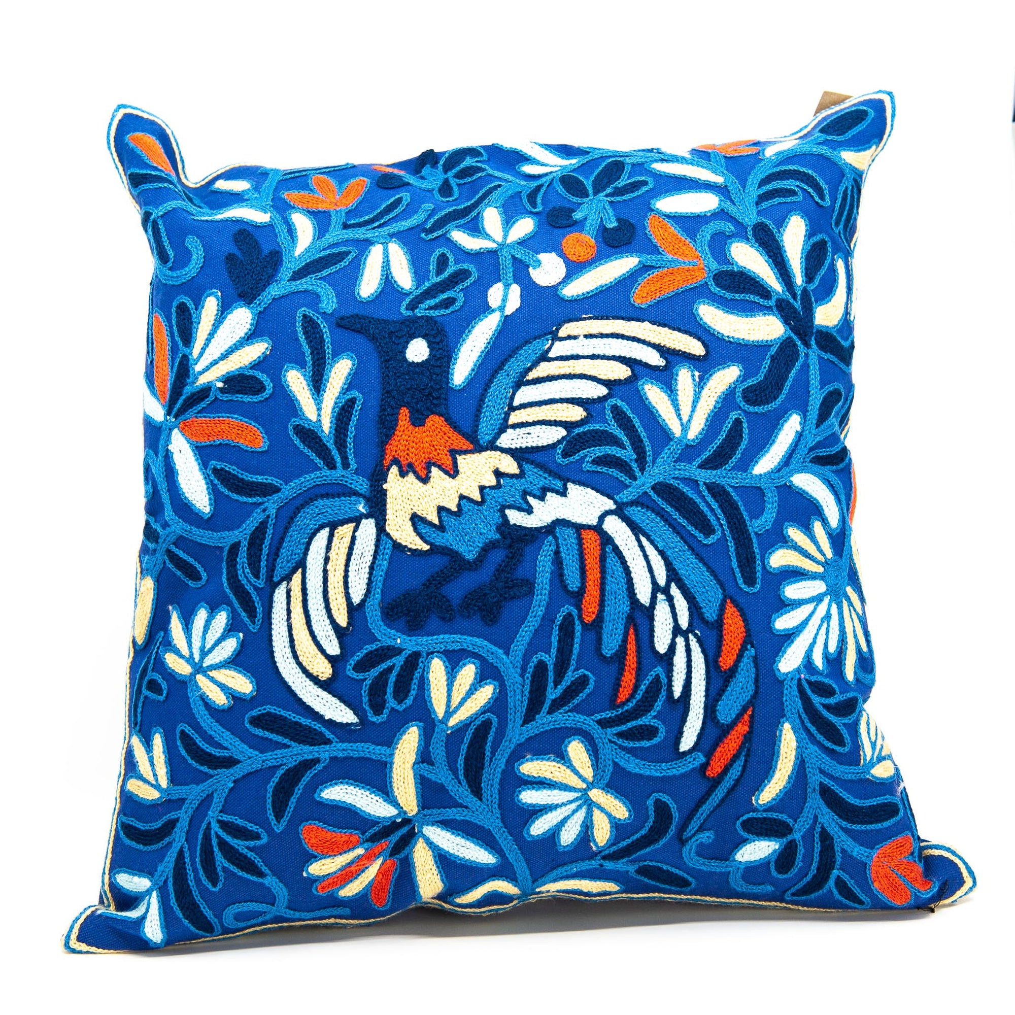 Embroidered Pillow Cover - Blue Bird