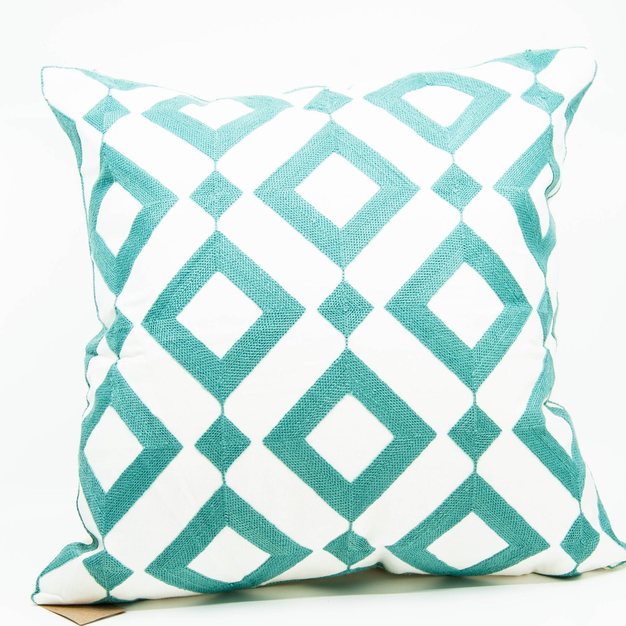 Embroidered Pillow Cover - Blue Diamond