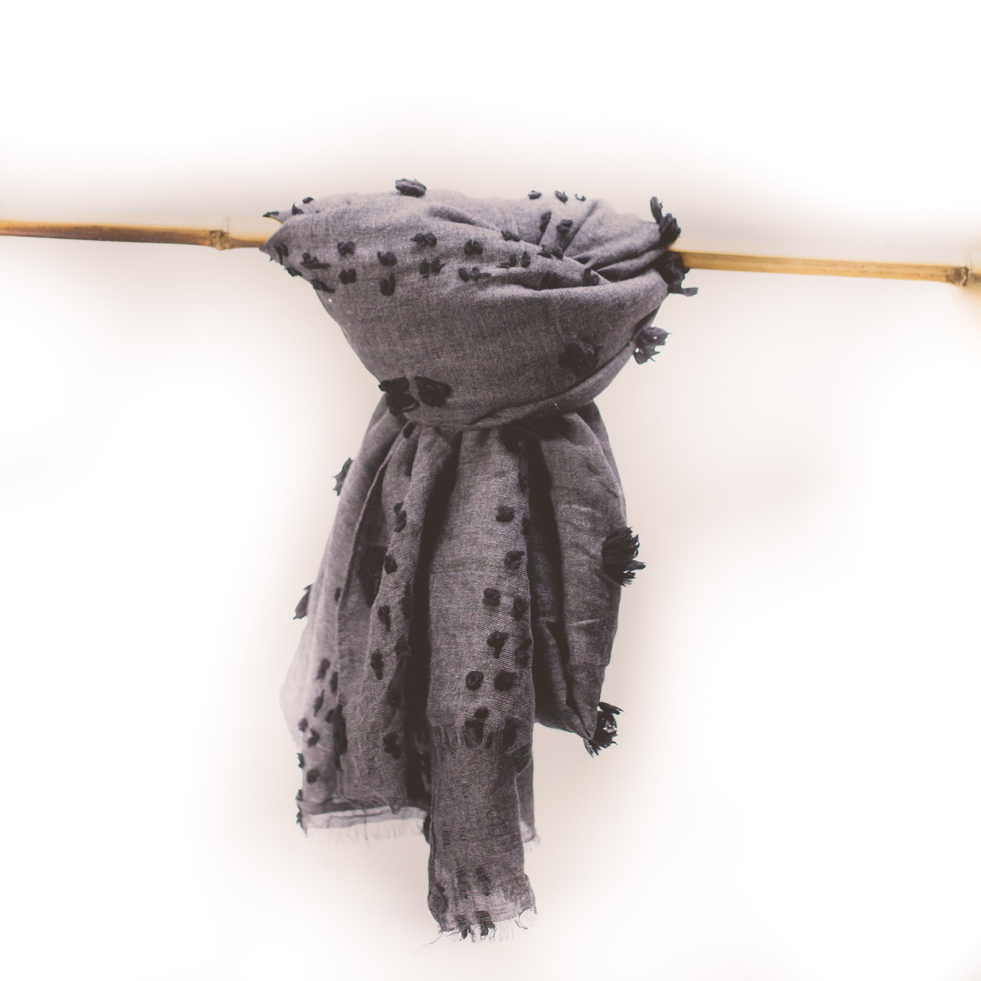 Textured Stitched Scarf - Gray