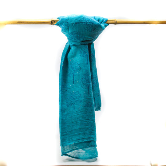 Tree of Life Patterned Scarf - Turquoise