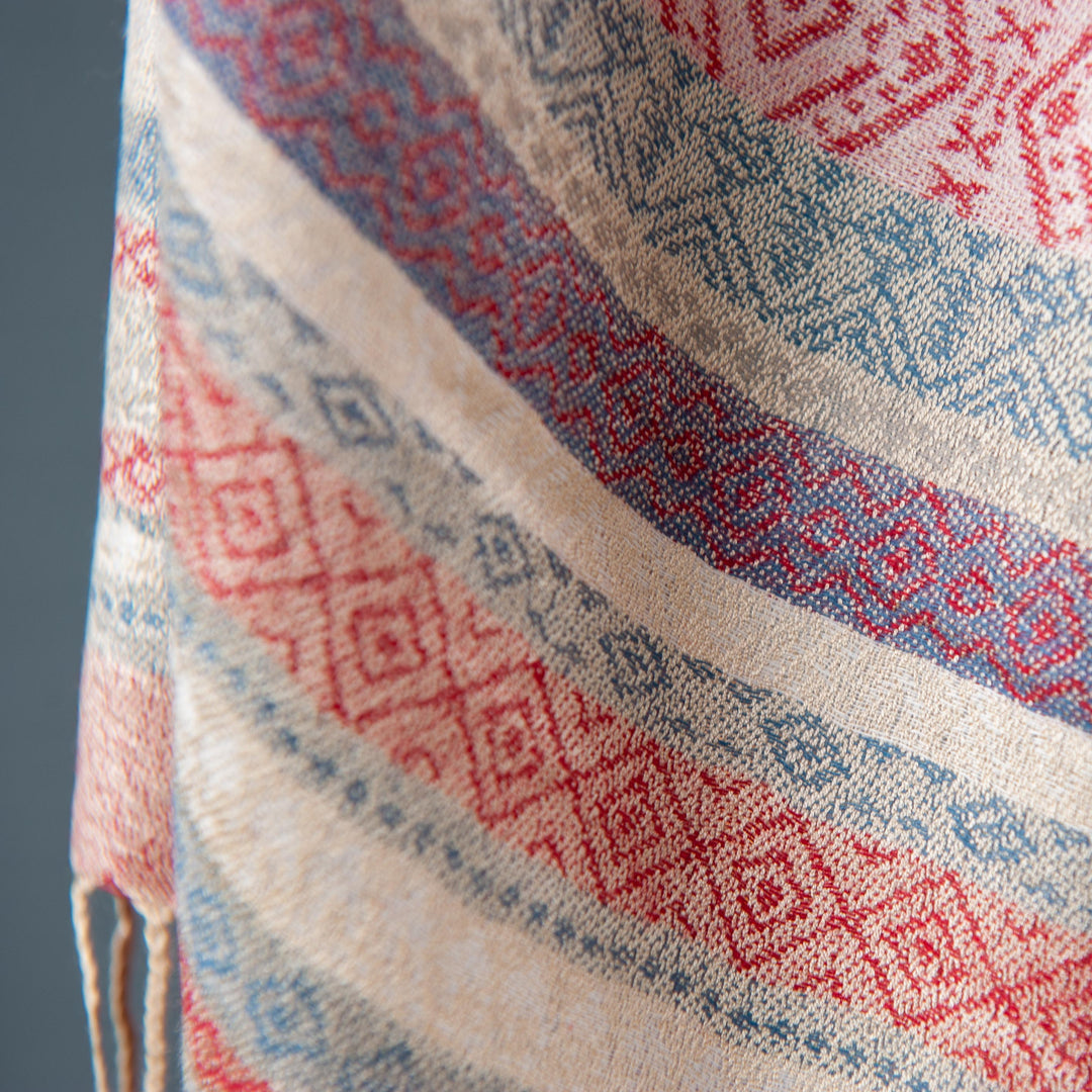 Écharpe Motif Rayé - Rouge/Bleu