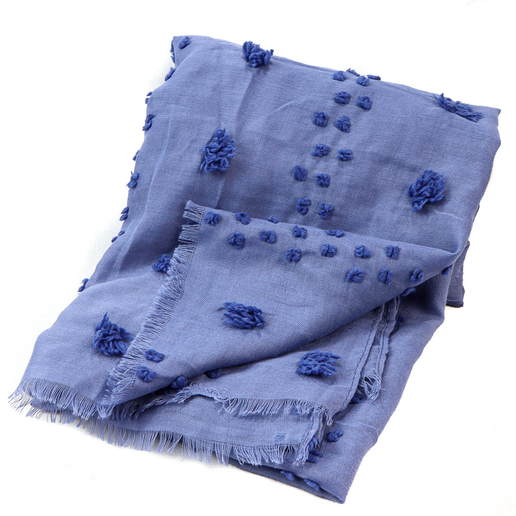 Textured Stitched Scarf - Blue