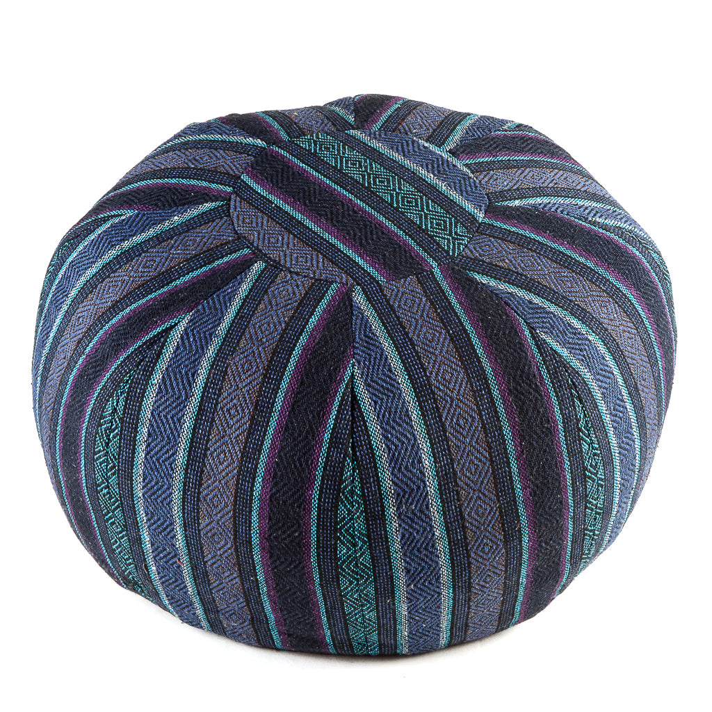 Pouf en coton tissé - Bleu