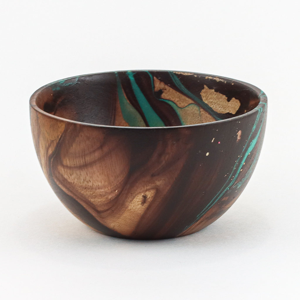 Mango Wood Small Bowl - 5" (Turquoise)