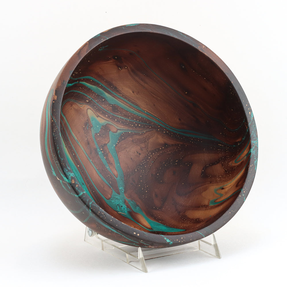 Mango Wood Medium Bowl - 9" (Turquoise)