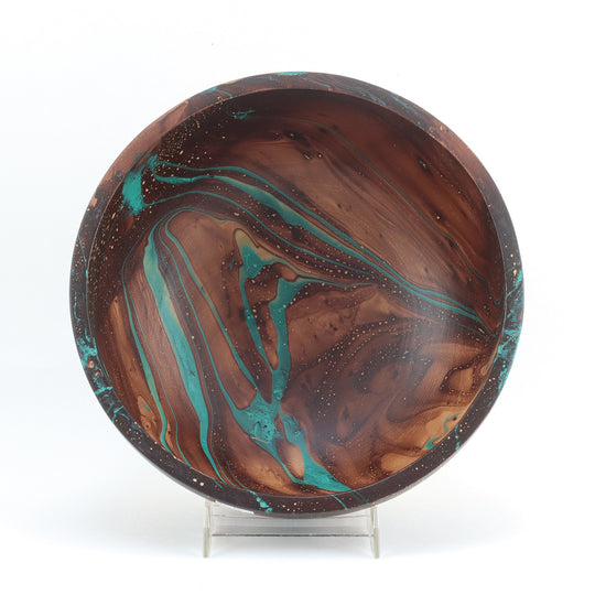 Mango Wood Medium Bowl - 9" (Turquoise)