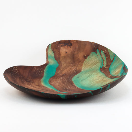 Mango Wood Heart Platter - 12" (Turquoise)