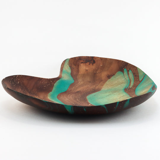 Mango Wood Heart Platter - 12" (Turquoise)
