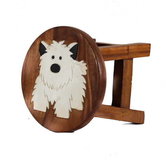 Children's Stool - White Dog