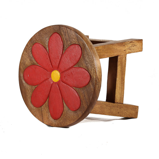 Children's Stool - Red Daisy