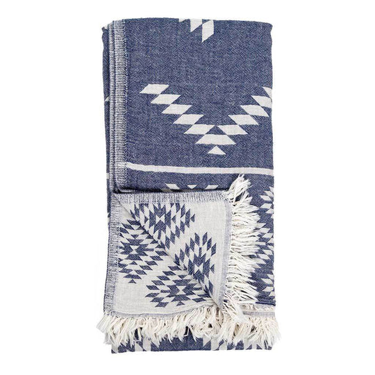 Serviette Turque - Géométrique - Denim