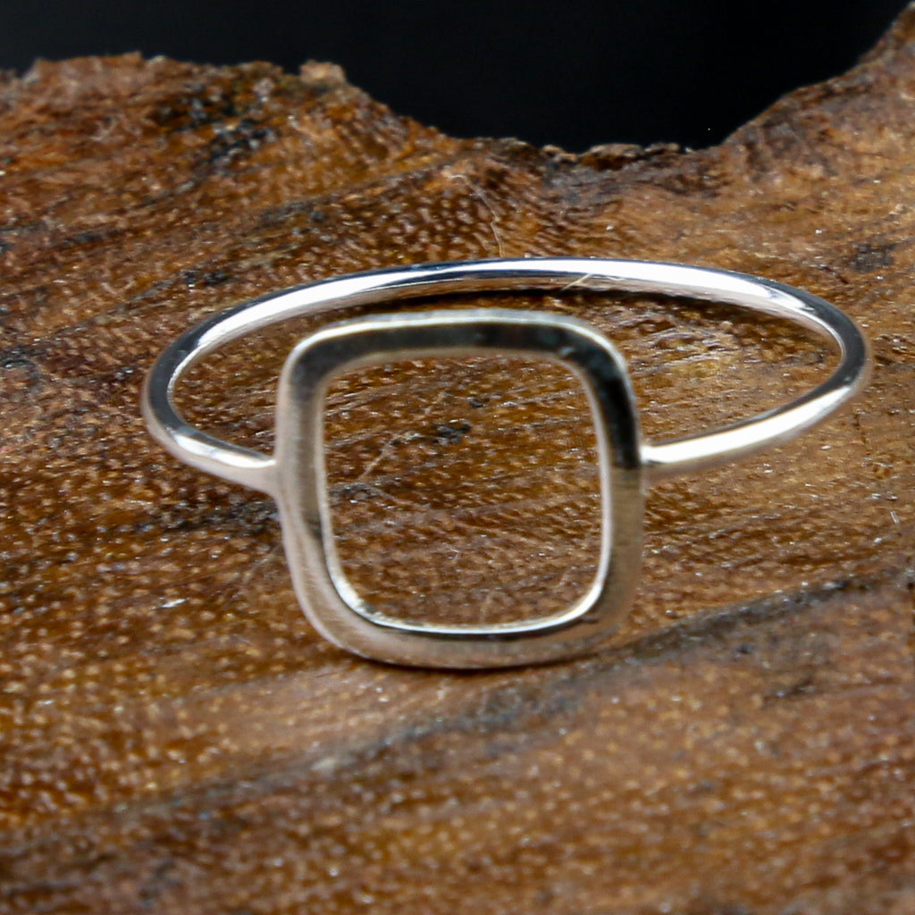 Thai Artisan Craft Open Square Silver Ring