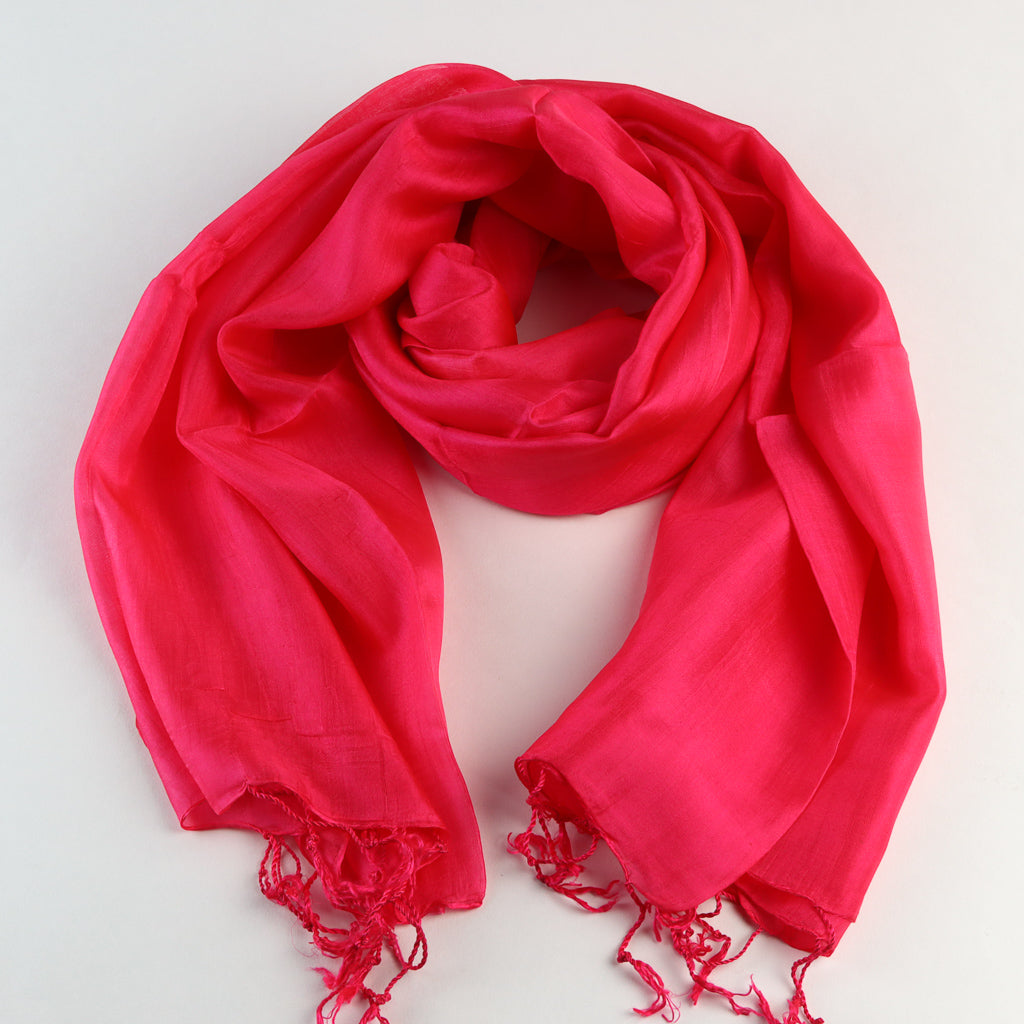 Plain red discount silk scarf