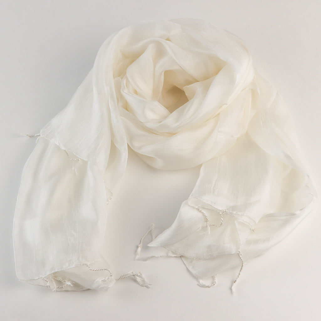 Vietnamese Silk Scarf - White