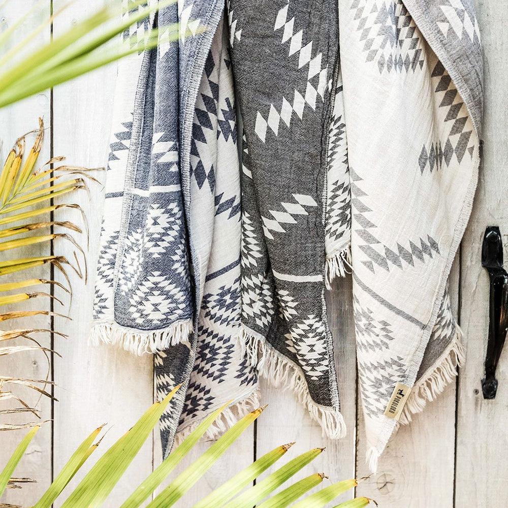 Turkish Towel - Geometric - Pebble Grey