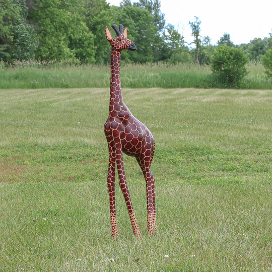 Girafe en bois de jacaranda de 24 po - Rouge
