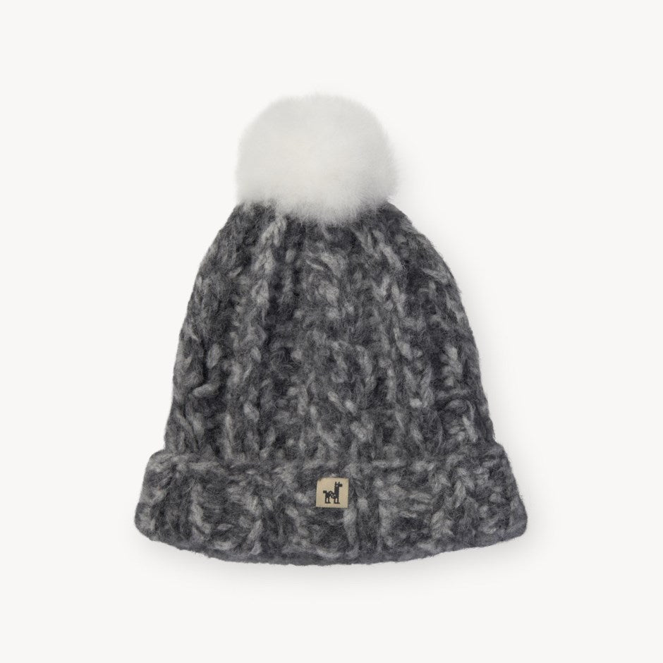 Pom Hat - Luxe Hand Knit Alpaca - Stone