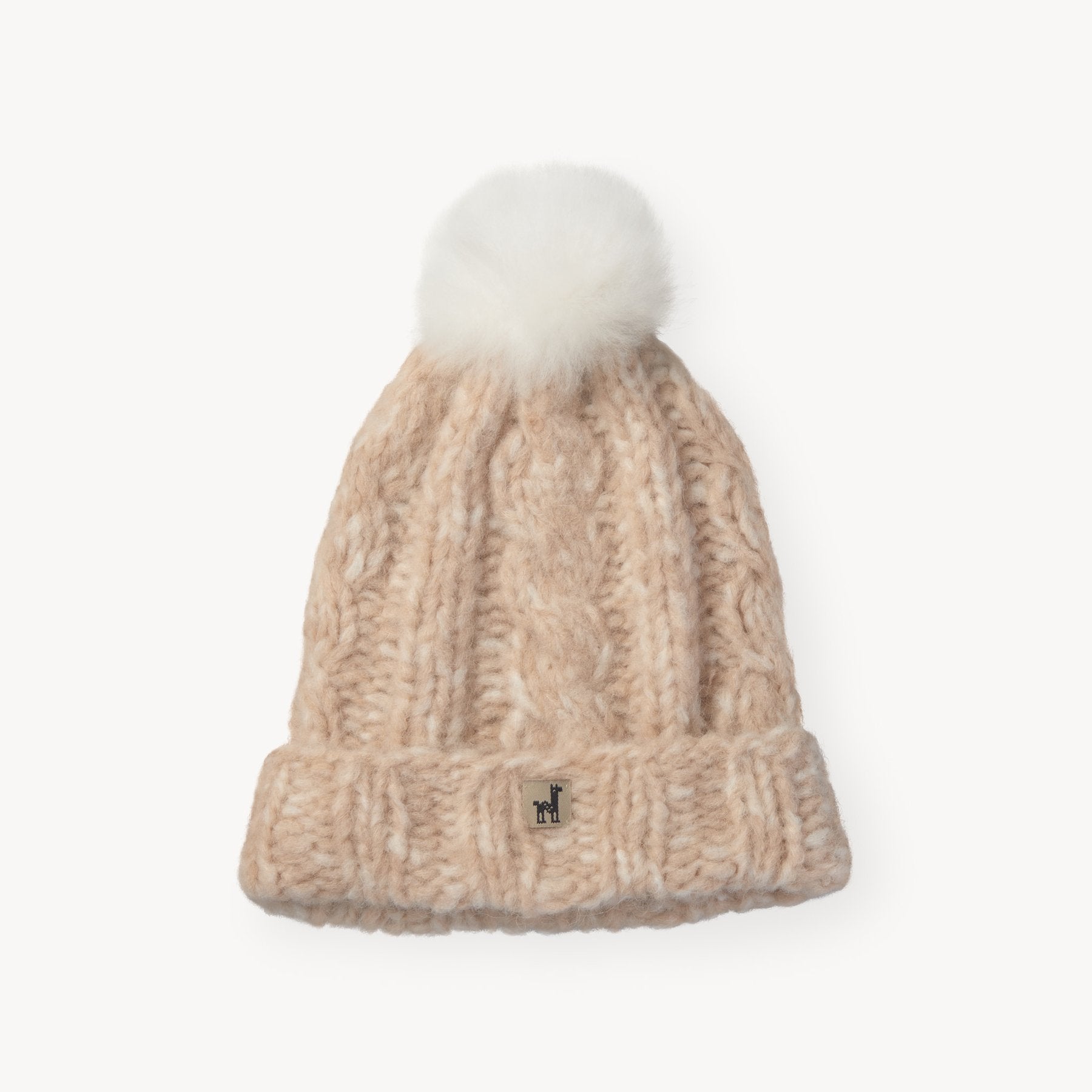 Pom Hat - Luxe Hand Knit Alpaca - Sand